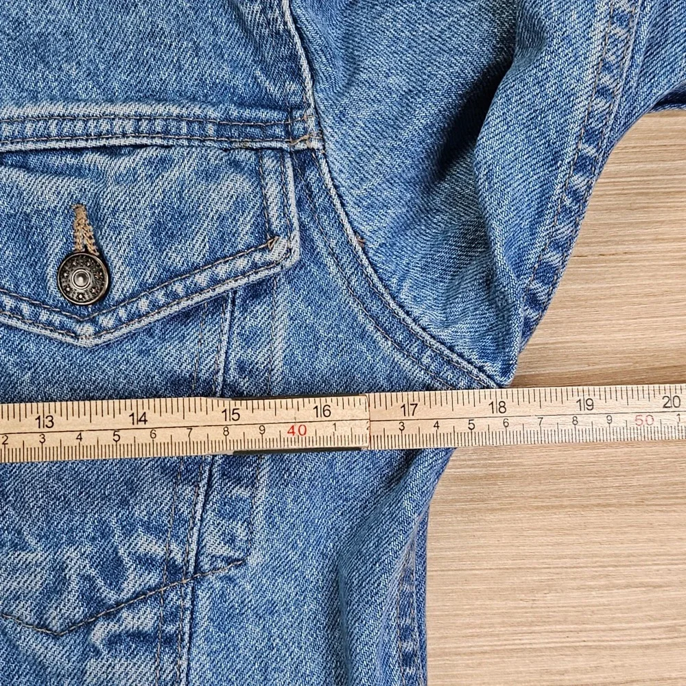 Vintage Unbranded Denim Jacket Kids XL Blue Trucker Eye Patch Logo